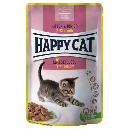 Happy Cat Kitten Junior Land Geflügel Drób w sosie 85g